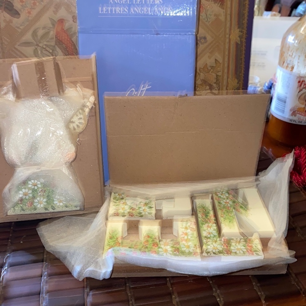 Avon Gift Collection Wooden Angel Letters NEW